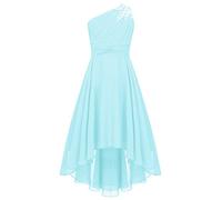 ranrann Enfant Fille Robe Cérémonie Soirée Mariage Robe Princesse sans Manches Paillette Bal Anniversaire 5-16 Ans Bleu Clair 13-14 Ans