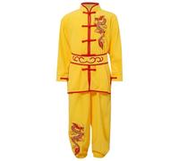 ranrann Enfant Garçon Costume Kung Fu Tenue Traditionnel Chinois Uniforme Tai Chi Arts Martiaux 3-16 Ans Jaune 9-10 ans