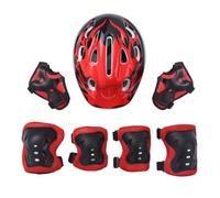 ranrann Enfant Set de Protection Vélo Garçon Fille Casque de Rollers Réglable Coudière Genouillère Protège-Poignets pour Trottinette Skateboard Scooter Sport Equipement Rouge A 50-54 cm