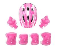 ranrann Enfant Set de Protection Vélo Garçon Fille Casque de Rollers Réglable Coudière Genouillère Protège-Poignets pour Trottinette Skateboard Scooter Sport Equipement Rose A 50-54 cm