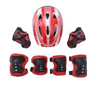 ranrann Enfant Set de Protection Vélo Garçon Fille Casque de Rollers Réglable Coudière Genouillère Protège-Poignets pour Trottinette Skateboard Scooter Sport Equipement Rouge B 50-54 cm