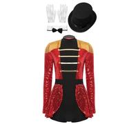 ranrann Ensemble Déguisement Cirque Dompteuse Femme Costume Carnaval Halloween Fête Cosplay S-3XL Rouge L