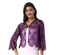 ranrann Femme Boléro Paillette Rétro Vintage 1920s Châle Wraps Brillant Gilet Elégant Mariage Sequin Veste Ouverte Déguisement Costume Soirée Top Blouse A Rose Or Taille Unique