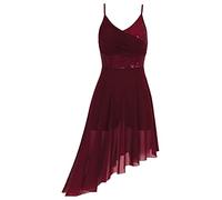 ranrann Femme Robe Danse Latine Paillette Asymétrique Robe Danse Salsa Rumba Samba Costume Danse Contemporaine Costume Spectacle S-XXL A Bordeaux S