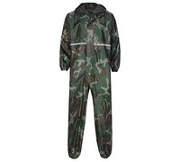 ranrann Homme Combinaison de Pluie Imperméable Réfléchissant Salopette de Travail à Capuche Combinaison Pêche Zippé Multi-Usage Vêtements de Pluie M-4XL Type A Camouflage L