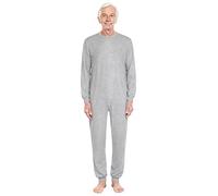 ranrann Homme Femme Pyjama Sanitaire Manches Longues avec Fermeture Eclair sur Le Dos pour Personnes Âgées Alzheimer Incontinence B Gris XXL