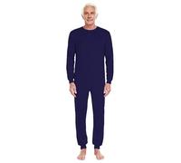 ranrann Homme Femme Pyjama Sanitaire Manches Longues avec Fermeture Eclair sur Le Dos pour Personnes Âgées Alzheimer Incontinence B Bleu foncé 3XL