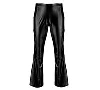 Ranrann Homme Pantalon Évasé Rétro Disco Déguisement Vintage Année 60s 70s à Pattes d'Éléphant/Jogger Elastique Clubwear M-XXL Type B Noir XXL