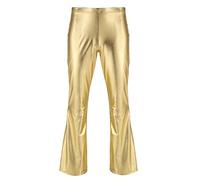 Ranrann Homme Pantalon Évasé Rétro Disco Déguisement Vintage Année 60s 70s à Pattes d'Éléphant/Jogger Elastique Clubwear M-XXL Type B Or XL