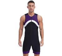 ranrann Maillot de Bain Homme 1 Pièce Combinaison Natation Combishort Surf Plage Piscine Sport Swimwear M-4XL Violet 3XL