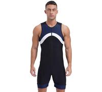 ranrann Maillot de Bain Homme 1 Pièce Combinaison Natation Combishort Surf Plage Piscine Sport Swimwear M-4XL Bleu Marine 3XL