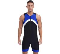 ranrann Maillot de Bain Homme 1 Pièce Combinaison Natation Combishort Surf Plage Piscine Sport Swimwear M-4XL Bleu 3XL