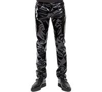 ranrann Pantalon Cuir Verni Homme Slim Fit Pantalon Moulant Brillant Legging Wetlook Clubwear Noir M