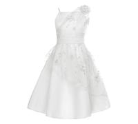 ranrann Robe de Cérémonie Fille Enfant Mousseline Robe Mariage Demoiselle d'honneur Princesse Soirée Elégante Fête Anniversaire B Ivoire 12 Ans