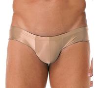 ranrann Slip de Bain Homme Sexy Moulant Brillant String Maillot de Bain Elastique Short de Bain Plage Taille Basse Réglable Confortable Shorty M-XXL Marron XXL