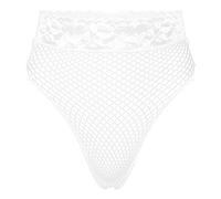 ranrann String Femme Sexy Transparent Slip Résille Culotte Erotique Fishnet Lingerie Dentelle Tanga Bikini Thong Underwear Blanc Taille Unique