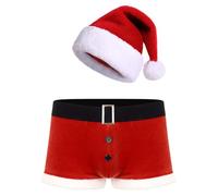 ranrann String Homme Costume Père Noël Sexy Déguisement Noël Tenue Lingerie Cosplay Clubwear S-3XL Rouge S