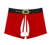 ranrann String Homme Noël Boxer Ouvert sous-vêtement Costume Père Noël Caleçon Lingerie Slip Noël Underwear M-XXL Rouge M