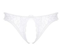 ranrann String Sexy Homme Dentelle Transparent Sissy Lingerie Ouverte Jockstrap Gay Thong Tanga Ouvert Slip Taille Basse Lace sous-vêtement Respirant Erotique Type C Blanc Taille Unique