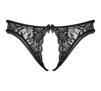 ranrann String Sexy Homme Dentelle Transparent Sissy Lingerie Ouverte Jockstrap Gay Thong Tanga Ouvert Slip Taille Basse Lace sous-vêtement Respirant Erotique Type C Noir Taille Unique