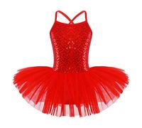 ranrann Tutu Danse Classique Enfant Fille Paillette Robe Ballet Danseuse Justaucorps Gymnastique Tenue Patinage Robe Danse Moderne Jazz Costume Spectacle 5-16 Ans A Rouge 10-12 Ans