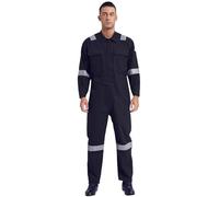 ranrann Unisexe Combinaison de Travail Salopette de Travail avec Multi-poches Combinaison Bandes Réfléchissantes L-XL Bleu marine M