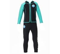 ranrann Unisexe Enfant Ensemble Néoprène 2.5mm 2 Pièces Haut Manches Longues et Pantalon de Plongée Kayak Snorkeling Surf Black&Light Green 10-12 Ans
