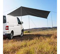 RANRAO Auvent pare-soleil carré, Motorhome Tarp auvent avec pôles d`Installation, Auvent universel avec sac de rangement pour Campeur, Bus, Van, Voiture, 6m² d'ombre Poteaux réglables en hauteur, noir