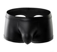 RANRAO Boxer en similicuir pour homme Effet mouillé Couleur unie | Finition effet mouillé brillant, couleur noire unie, tissu imitation cuir, poche d'entrejambe, déclaration tendance