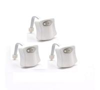 RANRAO Lot de 3 veilleuses LED pour cuvette de toilette 16 couleurs, lumière LED activée par détecteur de mouvement, lumière de détection de toilettes suspendue, veilleuse intelligente à détection