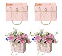 RANRAO Lot de 4 boîtes cadeaux en papier avec poignée, sacs d'emballage en papier étanches pour bouquet de fleurs, sac cadeau portable et pratique pour décoration de plantes florales