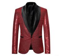 RANRAO Polyester Sequin pour Blazer pour Homme Glitter Stage Wear Polyester | Décoration à paillettes sur toute la surface, effet changement de couleur, finition brillante, idéale pour les spectacles sur