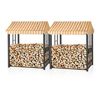 RANSENERS Porte-bûches 2 pièces, 145 * 91 * 178cm, Support à bois de chauffage, Aide à l'empilage à l'extérieur