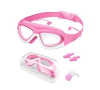 Rantizon Lunettes de Natation pour Enfants, Lunettes de Piscine Anti-Buée avec Grand Cadre Confortable, Protection UV et Sans Fuite, Inclut Bouchons d'Oreilles et Nasal, pour Filles 3-14 Ans, Violet