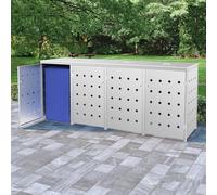 Rantry Abri poubelle quadruple en acier inoxydable 240 L pour quatre conteneurs