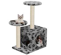 Rantry Arbre à chat et griffoir Sisal 60 cm Pattes imprimées grises chat jeu jouet chat arbre griffoir