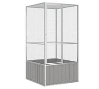 Rantry Cage pour oiseaux grise, 111 x 107 x 211,5 cm, acier galvanisé, cage pour chien, cage pour chiens, cage intérieure, pour chiens, cages pour chiens, clôture pour chiens d'extérieur