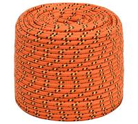 Rantry Corde de bateau orange en polypropylène - 6 mm - 50 m - Ligne d'ancrage - Corde tressée pour bateau - Corde d'amarrage pour bateau et matériel