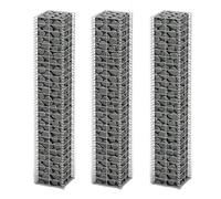 Rantry Ensemble de gabions 3 pièces Panier à pierre Panier métallique Panier à pierres Gabion Crochet Gabion Mur Gabion Clôture Paniers Gabions Fil galvanisé 25 × 25 × 150 cm