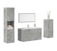 Rantry Ensemble de meubles de salle de bain 4 pièces Gris béton en bois multicouche, Buffet Armoire de sol pour salle de bain, meuble de rangement étagères, armoire de rangement pour MODEL3324866