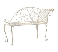 Rantry Méridienne de jardin 128 cm en métal blanc antique banc extérieur