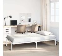Rantry Meuble de lit sans matelas pliant, blanc, 90 x 190 cm, acier, mobilier de lit, cadre de lit, lit moderne, structure de salon, chambres à coucher