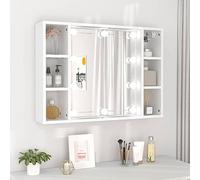Rantry Meuble miroir avec LED blanc 76 x 15 x 55 cm, peu encombrant, meuble d'extérieur, mobilier extérieur, balcon pour salon, bureau, chambre à coucher, salle de bain, décoration de meubles