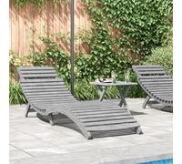 Rantry Mobilier de chaise longue Gris 184 x 55 x 64 cm en bois massif d'Acacia, meubles de plage, canapé-lit, meubles de jardin, lit de piscine, chaise longue de jardin
