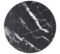 Rantry Plateau de table noir Ø40 x 0,8 cm en verre trempé Design Marbre, plateau de table basse