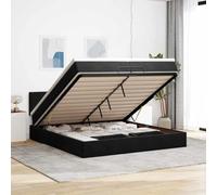 Rantry Structure Lit Pouf avec Matelas Noir 200 x 200 cm en Velours, Lit Carré, Lit Structure, Cadre, Lit Moderne Structure Salon Chambres MODEL-3311725