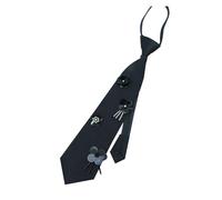 Ranuw Cravate tendance décorée de paillettes et de fleurs avec fermetures éclair pour le campus Preppy et décontractée Cravate pré-nouée pour femme avec collier pour femme, Noir , taille unique