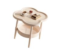 Ranuw Étagère de rangement à plusieurs niveaux pour chambre à coucher, construction en plastique léger, styles simples, décors crème, peu encombrant, coins arrondis, étagère de rangement pour table de