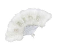 Ranuw Éventail portable à plumes pour portraits de mariée, double fonction comme ornement et refroidisseur, accessoire de mariée, éventail décoratif de mariée, taille unique, comme décrit