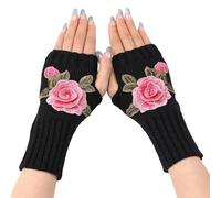 Ranuw Gants respirants à manches courtes, tendance des années 2000, surmanches, tricot léger pour mode décontractée, accessoires photo, gants tricotés brodés sans doigts pour femme, g, taille unique